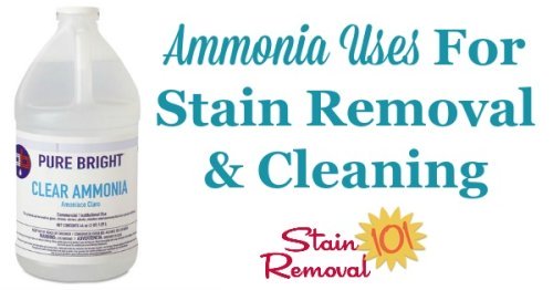 Here is a round up of ammonia uses throughout your home, for stain removal, cleaning and laundry {on Stain Removal 101}
