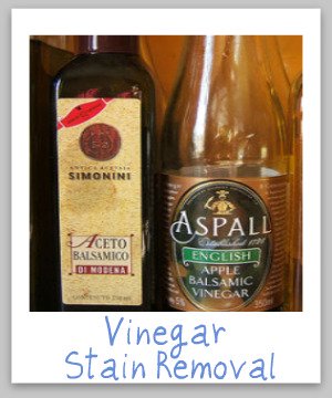 How to remove vinegar stains of many varieties, including apple cider, red wine, malt and balsamic vinegar, with step by step instructions {on Stain Removal 101}